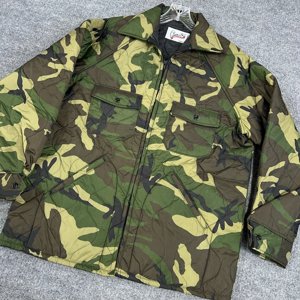 Brents Camo‎ Jacket Men L Green Woodland Full Zip Quilted Puffer Smokers USA